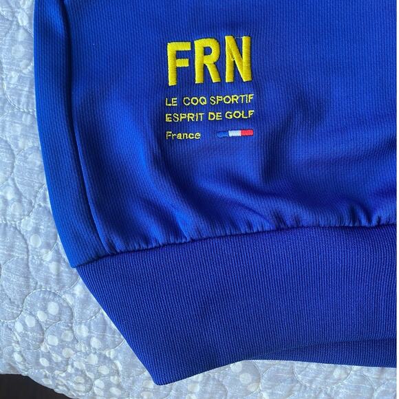 Le Coq Sportif Golf Men's Jacket Pullover 1/4 Zip Blue Yellow France Size Large - Picture 11 of 15